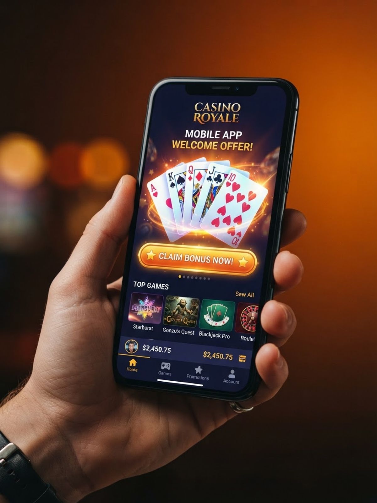 Application mobile de casino sur smartphone